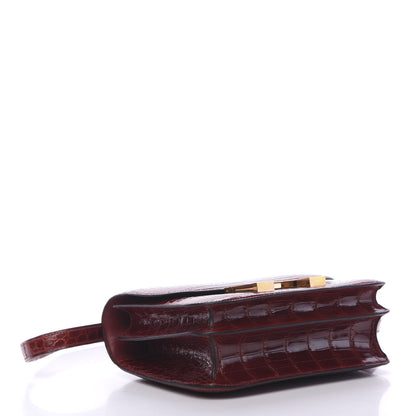 Hermes Shiny Niloticus Crocodile Lizard Marquette Constance 24 Rouge H 3 of 22