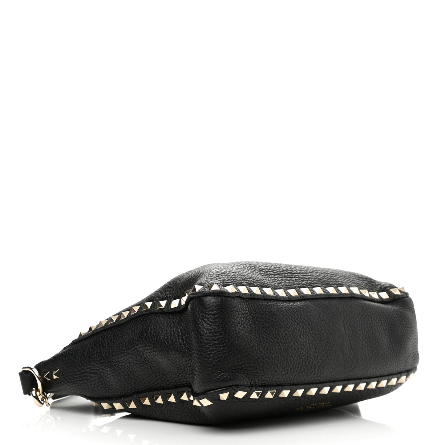 Pebbled Calfskin Small Rockstud Flip-Lock Messenger Bag Black