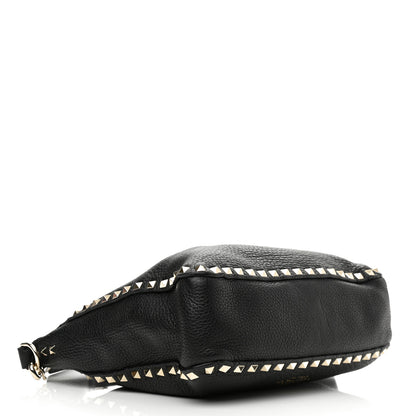 Valentino Garavani Pebbled Calfskin Small Rockstud Flip-Lock Messenger Bag Black 3 of 9