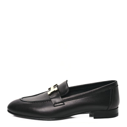 Hermes Goatskin Womens Paris Loafers 36 Black 1 of 9