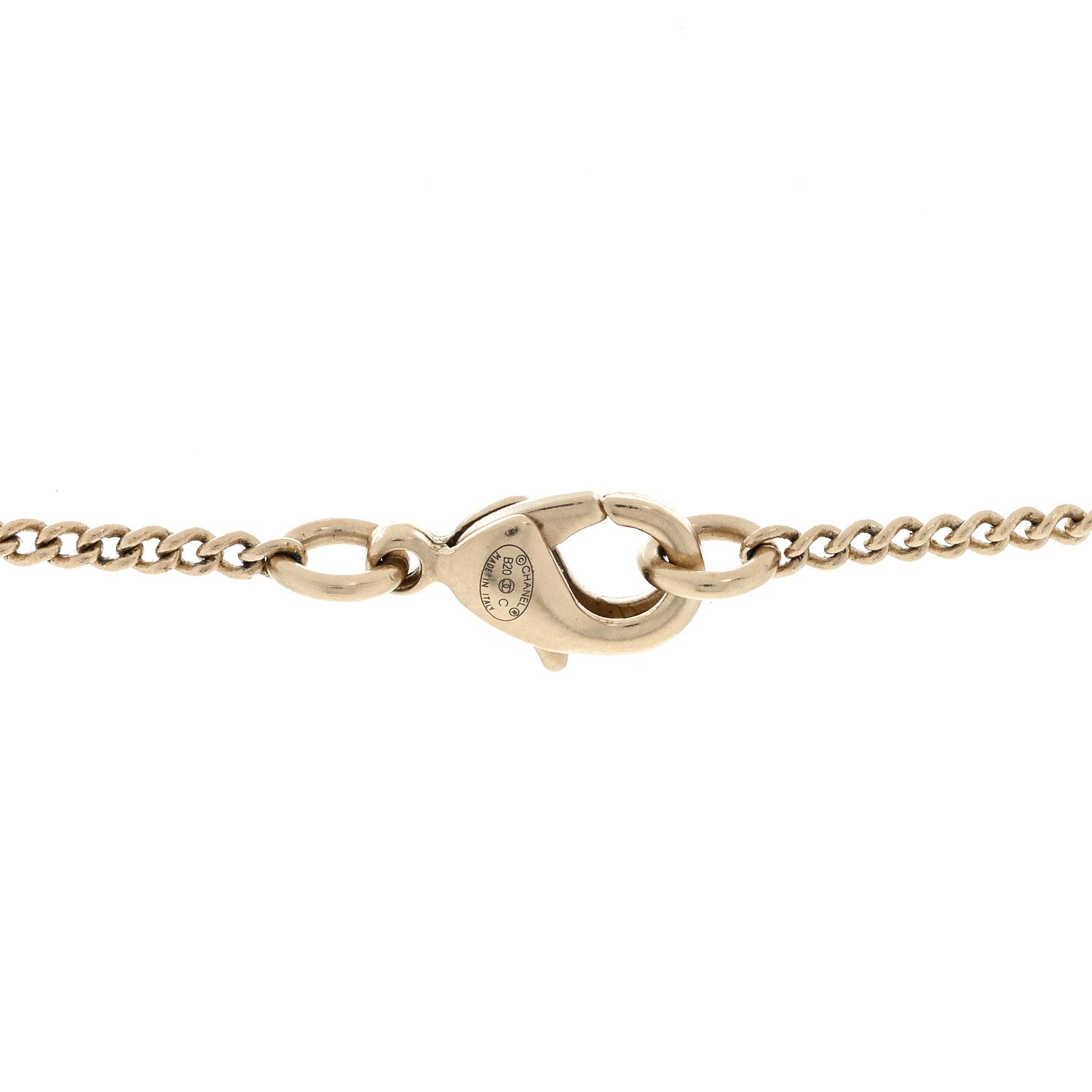 Chanel Metal Lambskin Logo Necklace Black Gold 3 of 3