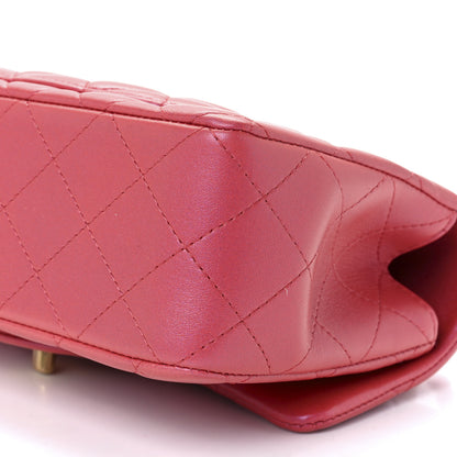Chanel Iridescent Lambskin Quilted Mini Top Handle Rectangular Flap Red 12 of 13