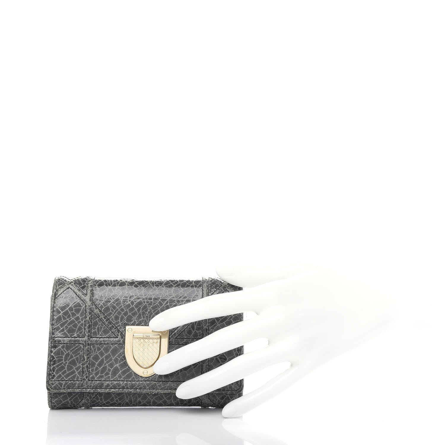 Christian Dior Ceramic Effect Deerskin Cannage Diorama Elancee Wallet Dark Grey 2 of 7