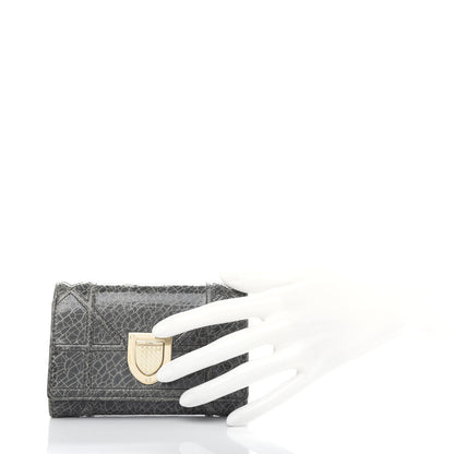 Christian Dior Ceramic Effect Deerskin Cannage Diorama Elancee Wallet Dark Grey 2 of 7