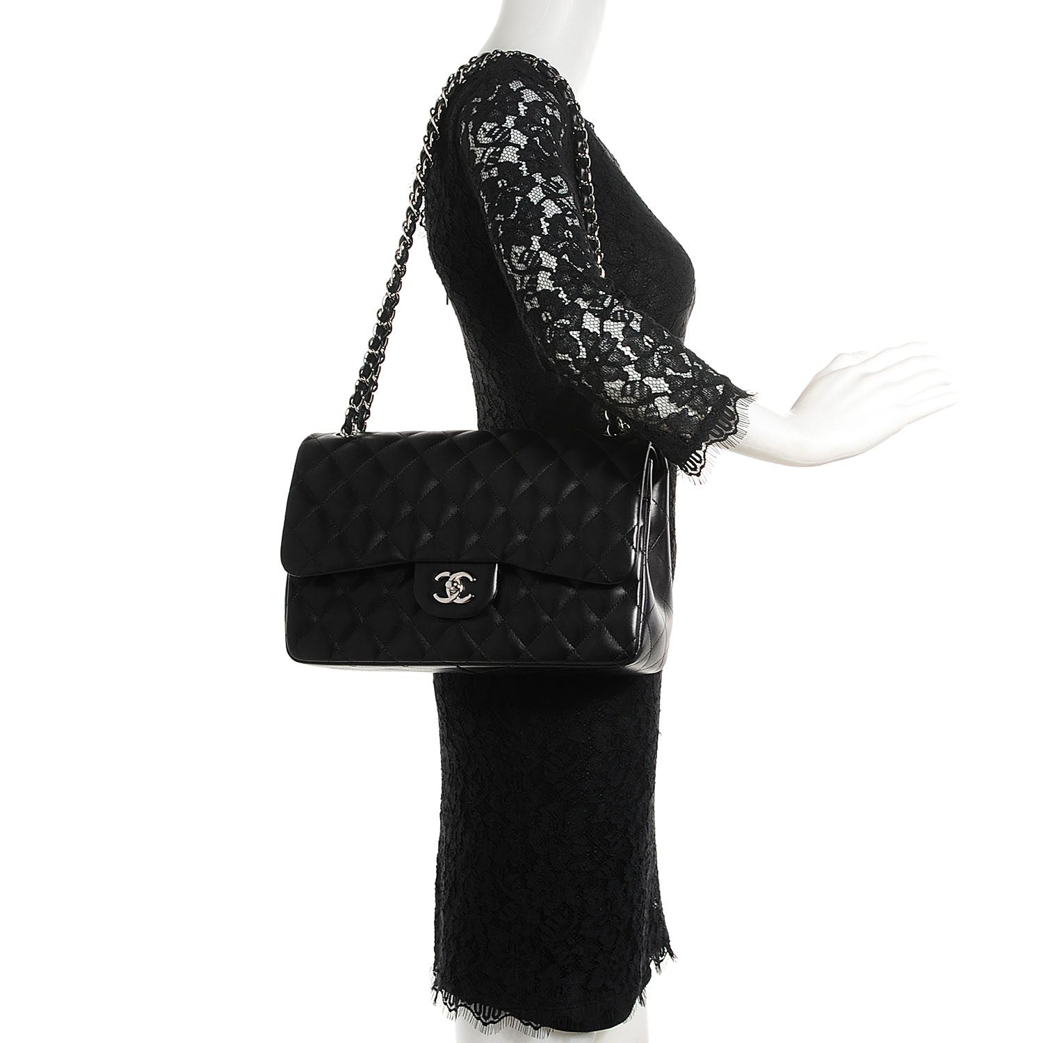 Chanel Lambskin Quilted Jumbo Double Flap Black 2 of 9