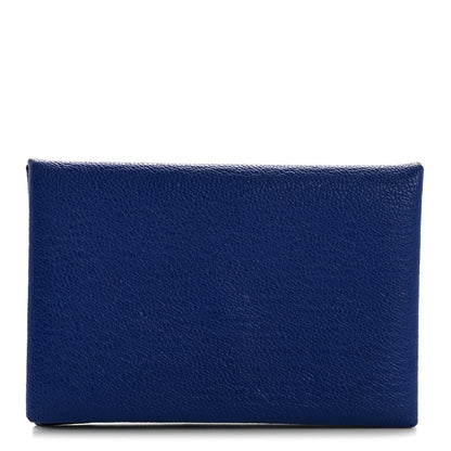 Hermes Chevre Chamkila Calvi Card Case Bleu Electrique 1 of 11