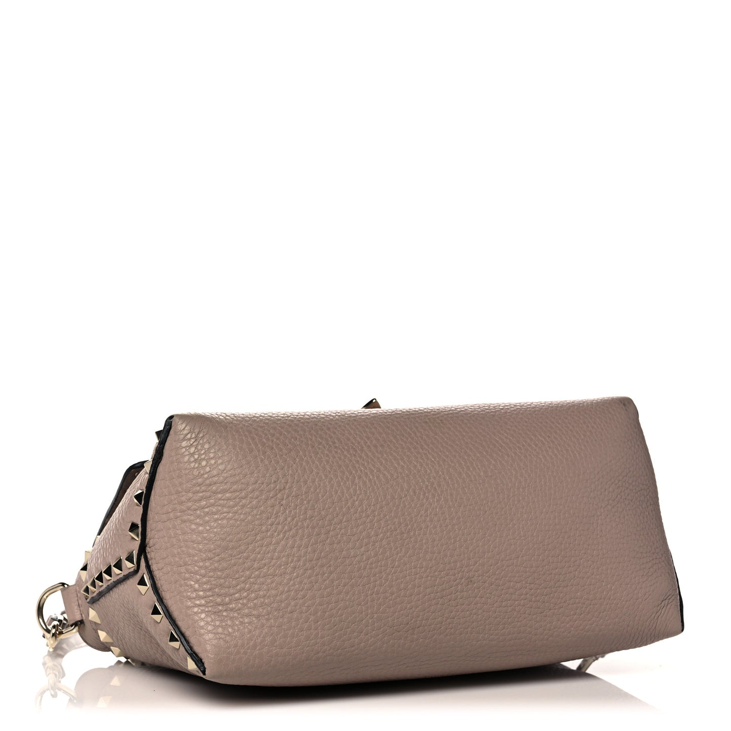 Pebbled Calfskin Rockstud Single Handle Flap Bag Poudre