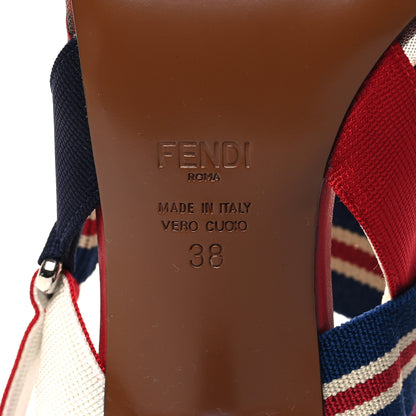 Fendi Technical Mesh FF Colibri 55mm Slingback Pumps 38 Tobacco Moro Zaffiro Ciliegia Rosso 6 of 7