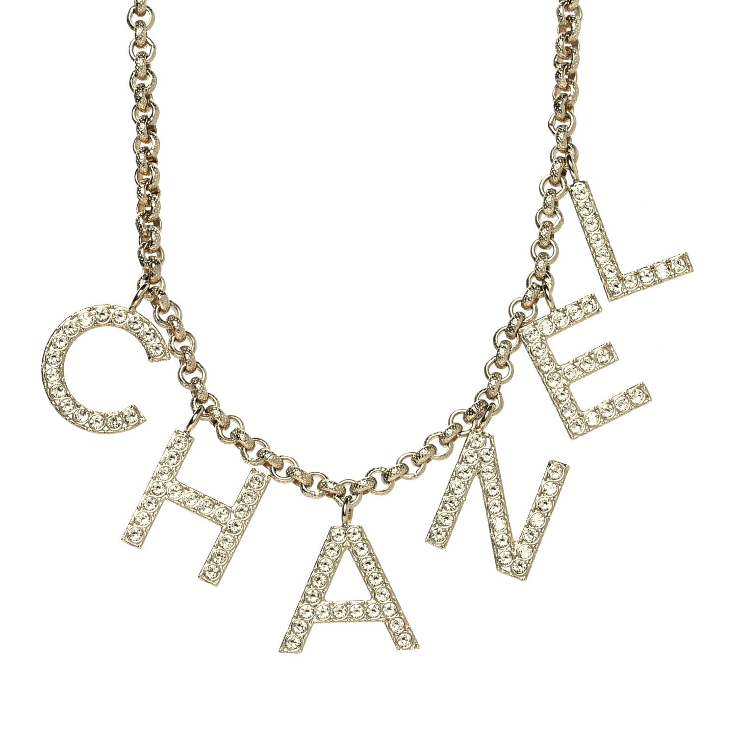 Crystal City of Lights Letter Chain Necklace Gold