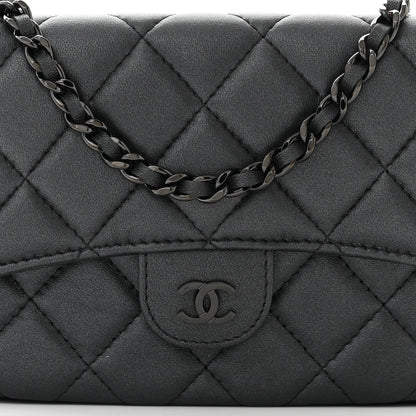 Chanel Lambskin Quilted Flap Phone Holder With Chain So Black 10 of 12