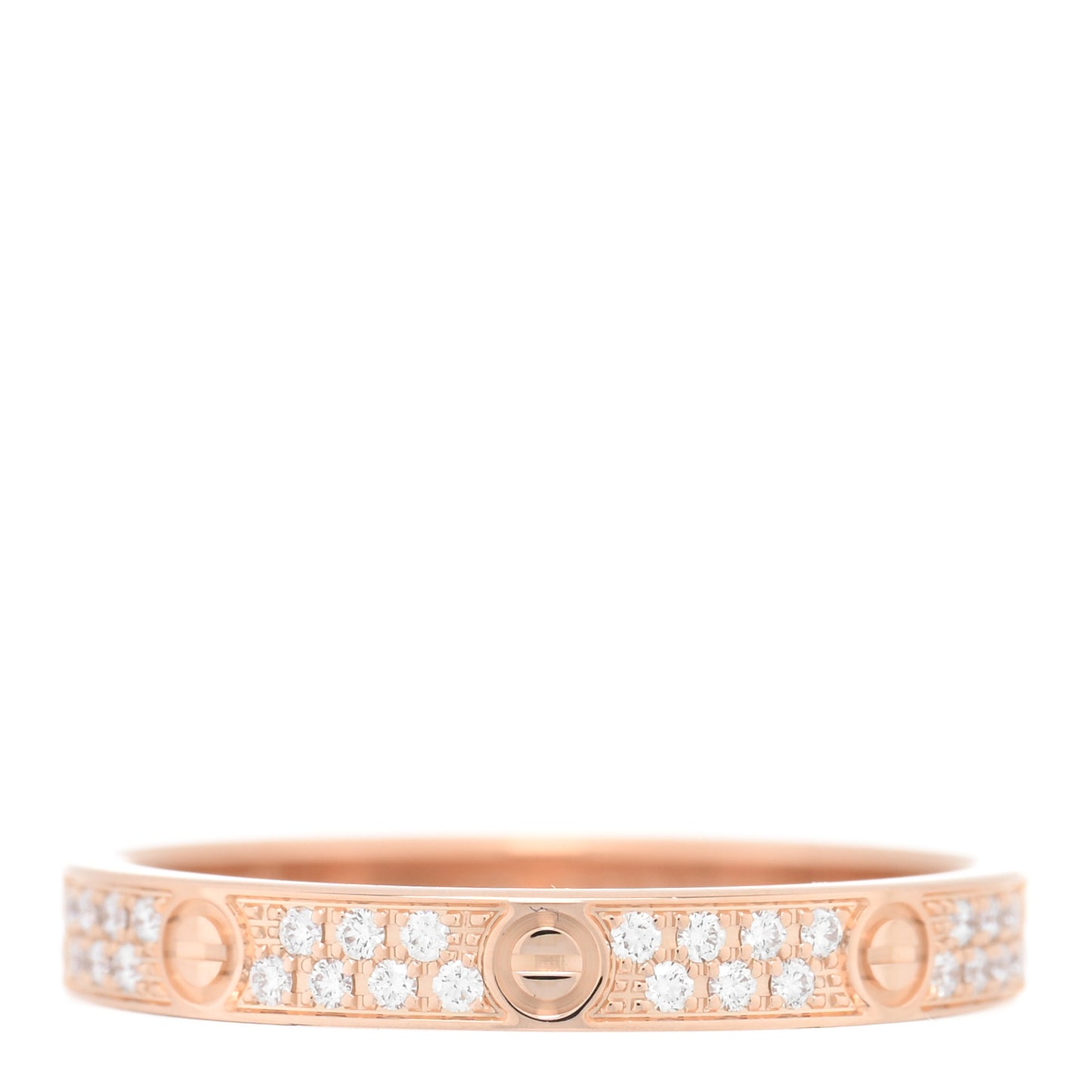 18K Pink Gold Diamond 2.6mm LOVE Paved Band Ring 49 5