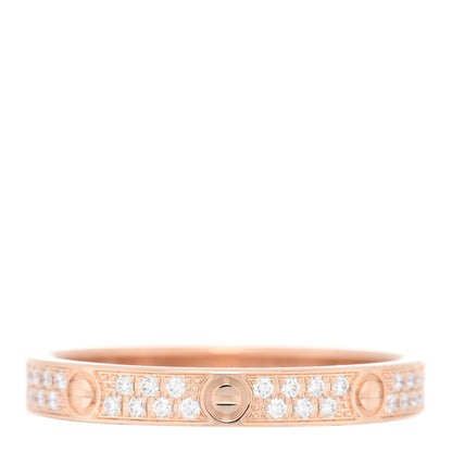 Cartier 18K Pink Gold Diamond 2.6mm LOVE Paved Band Ring 49 5 1 of 4