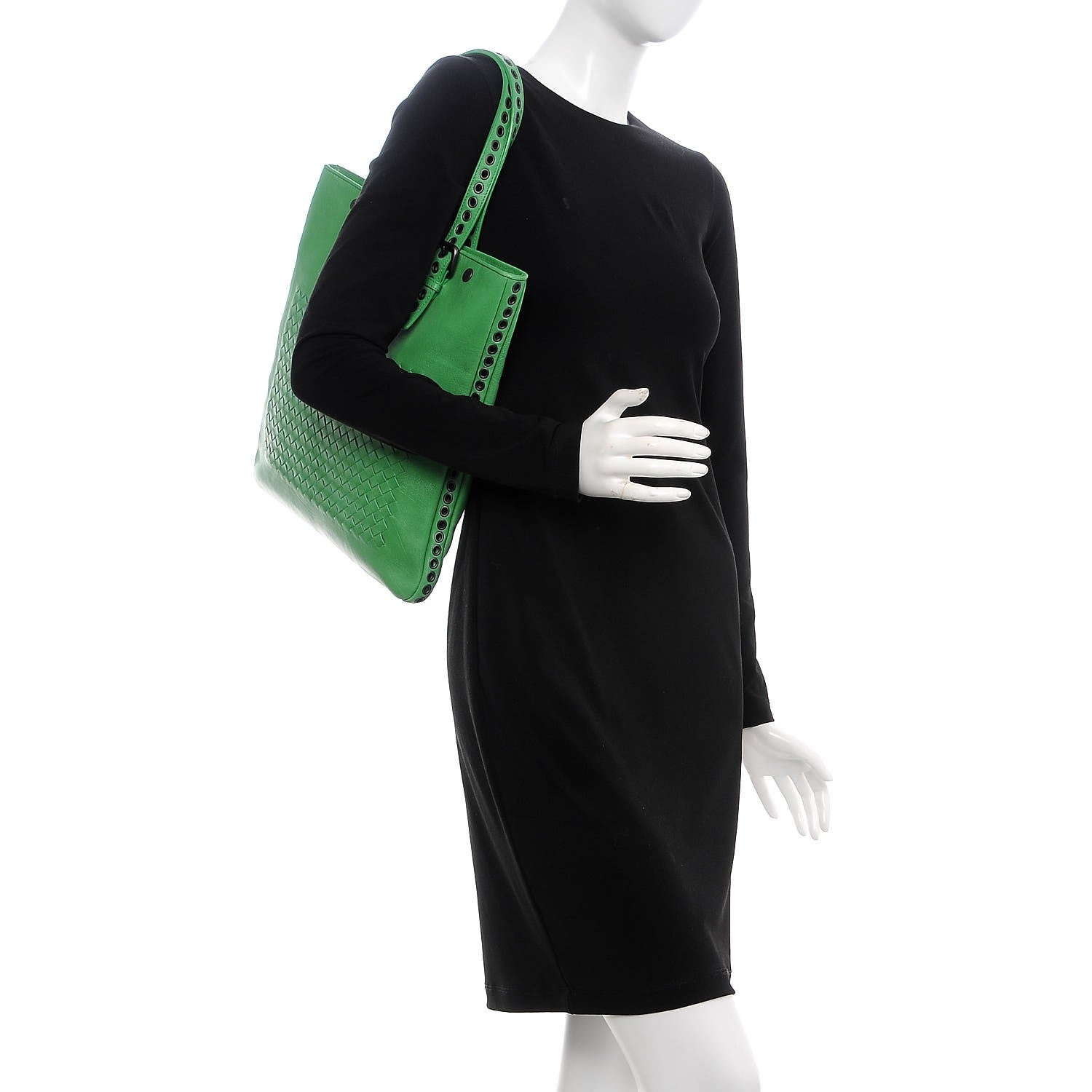 Bottega Veneta Calfskin Intrecciato Flat Tote Green 2 of 10