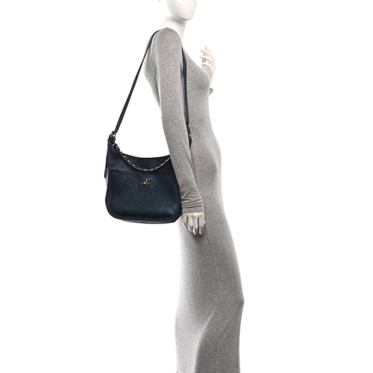 Chanel Calfskin Quilted Large Jungle Stroll Hobo Bag Navy 2 of 10