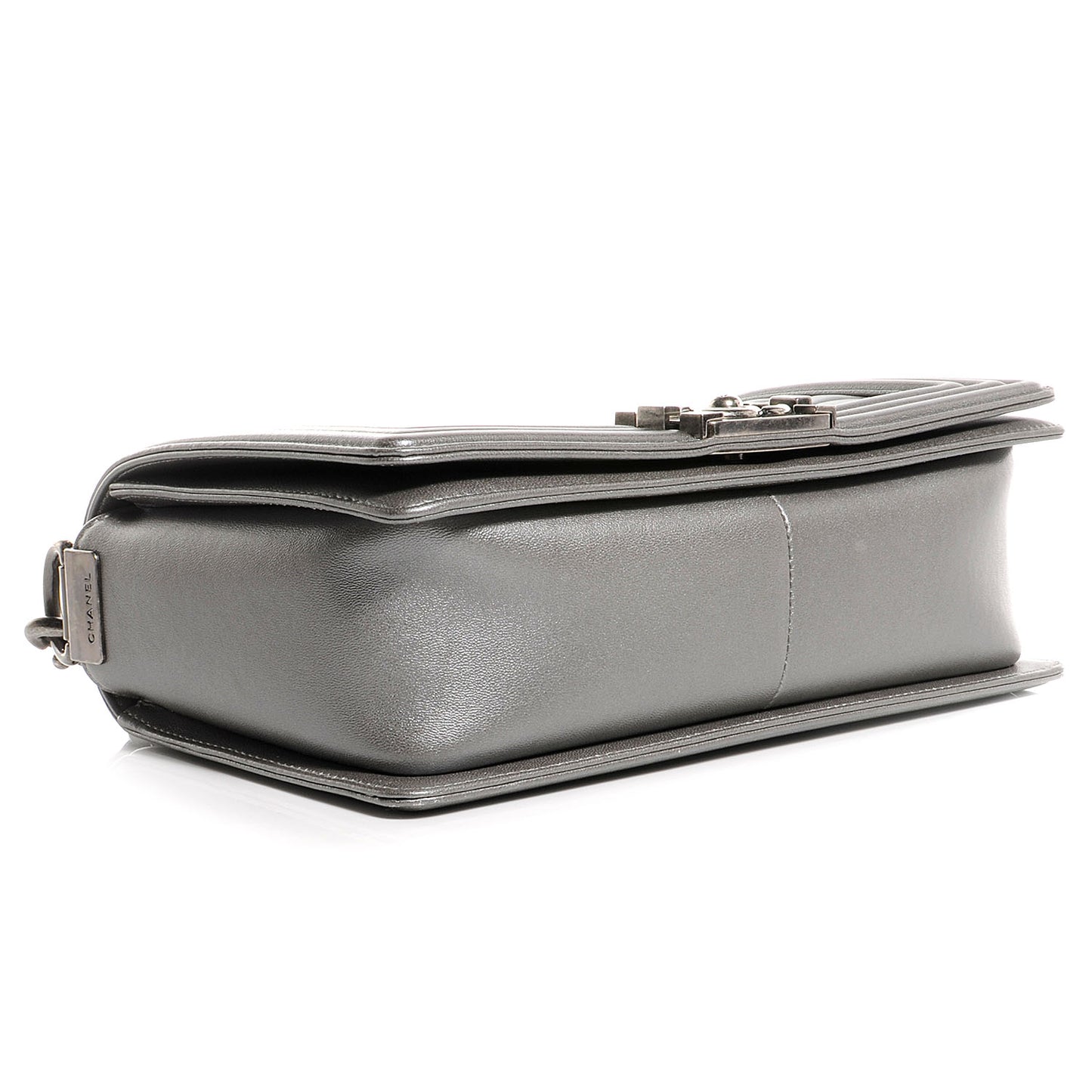 Lambskin Quilted Medium Boy Flap w Stingray Strap Silver