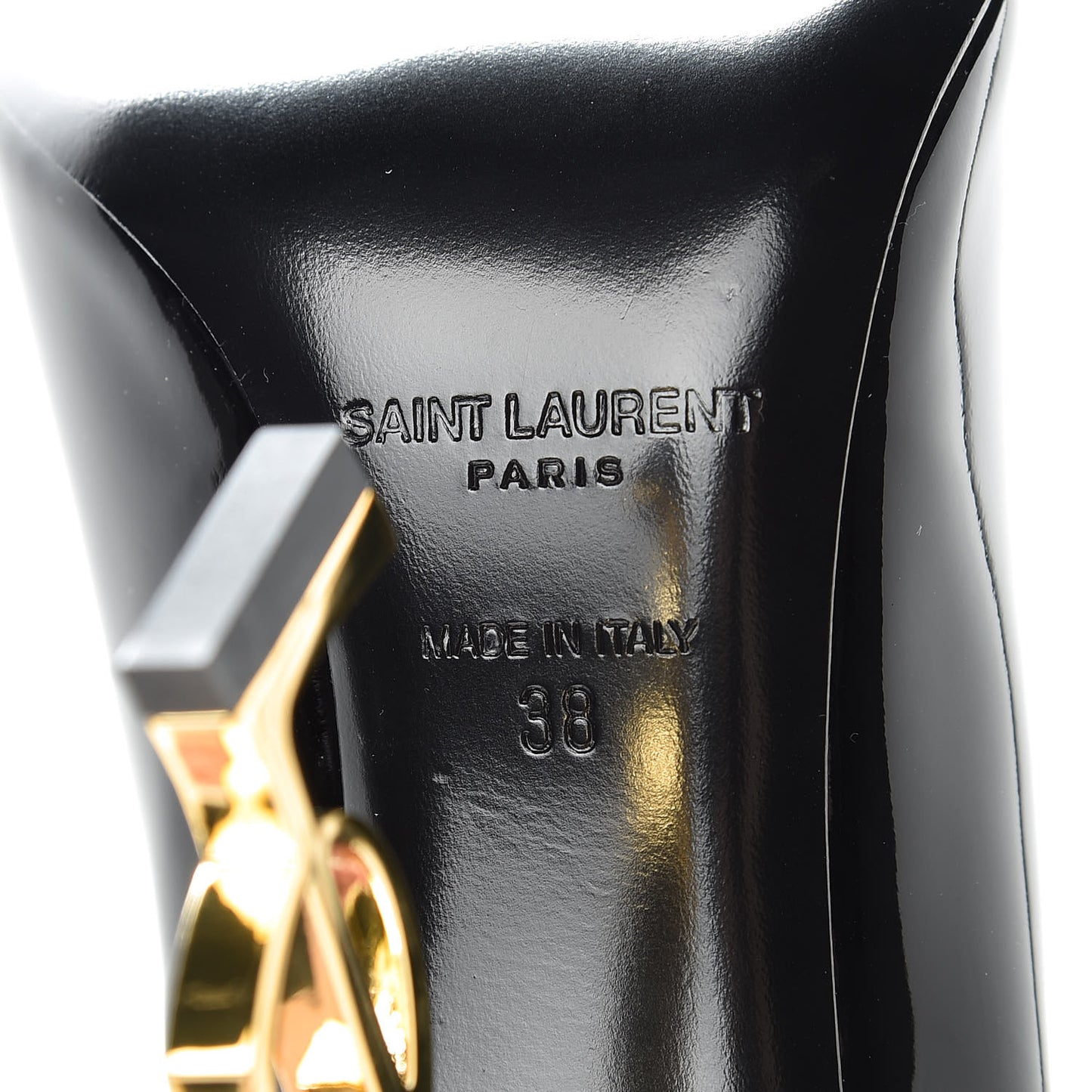 Patent Calfskin Opyum 110 Pumps 38 Black Gold
