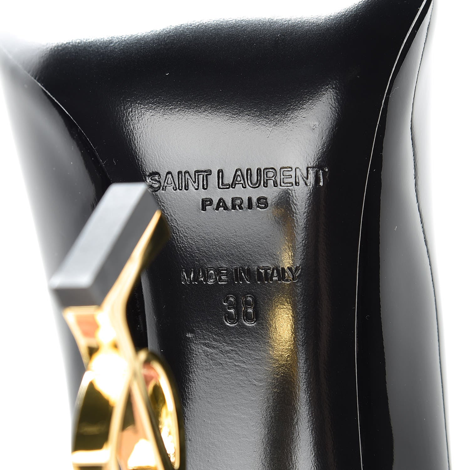 Saint Laurent Patent Calfskin Opyum 110 Pumps 38 Black Gold 7 of 8