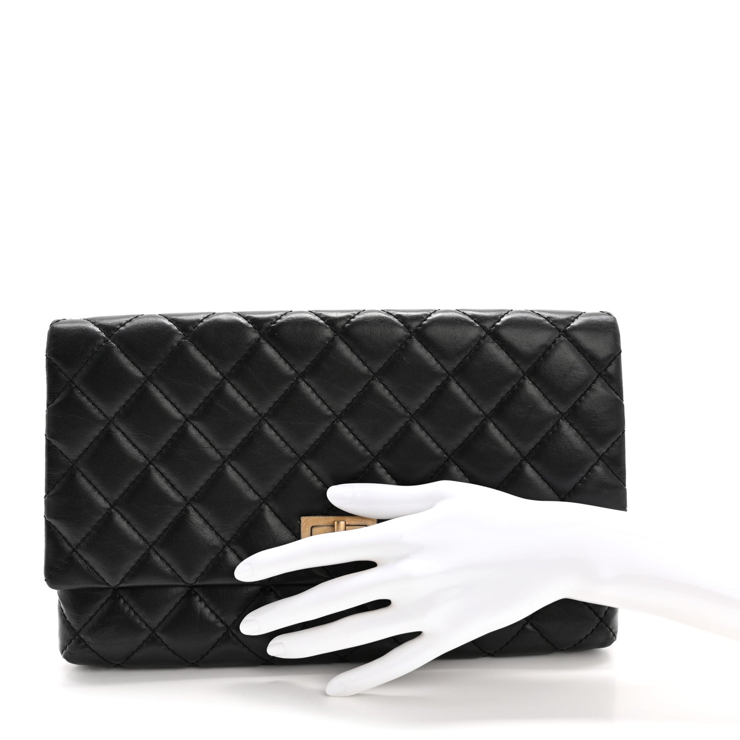 Aged Calfskin Quilted Reissue 2.55 Clutch Black