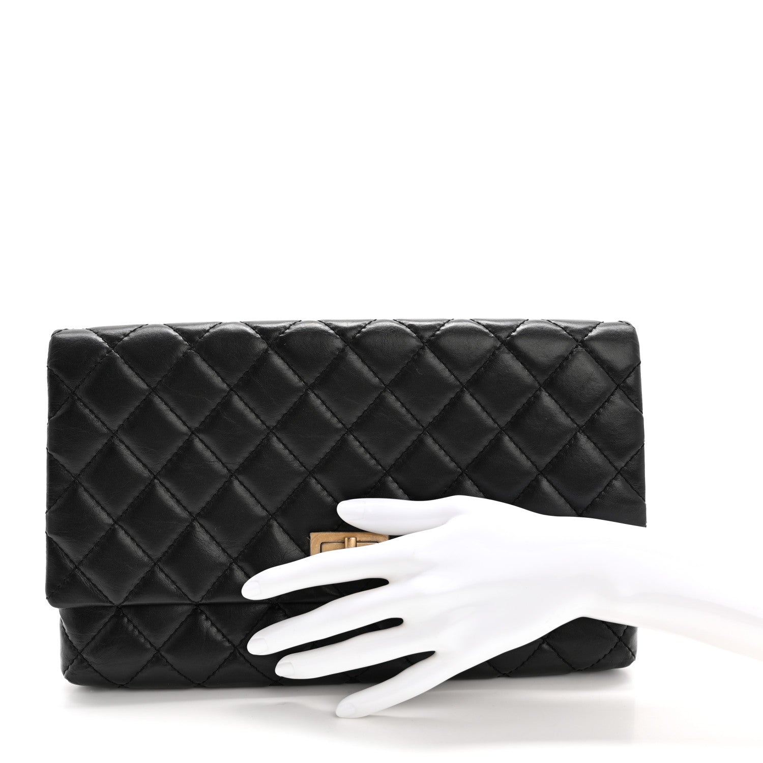 Chanel Aged Calfskin Quilted Reissue 2.55 Clutch Black 2 of 9