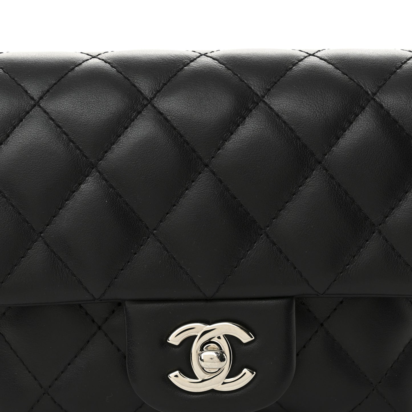 Calfskin Quilted CC Uniform Flap Belt Bag Black