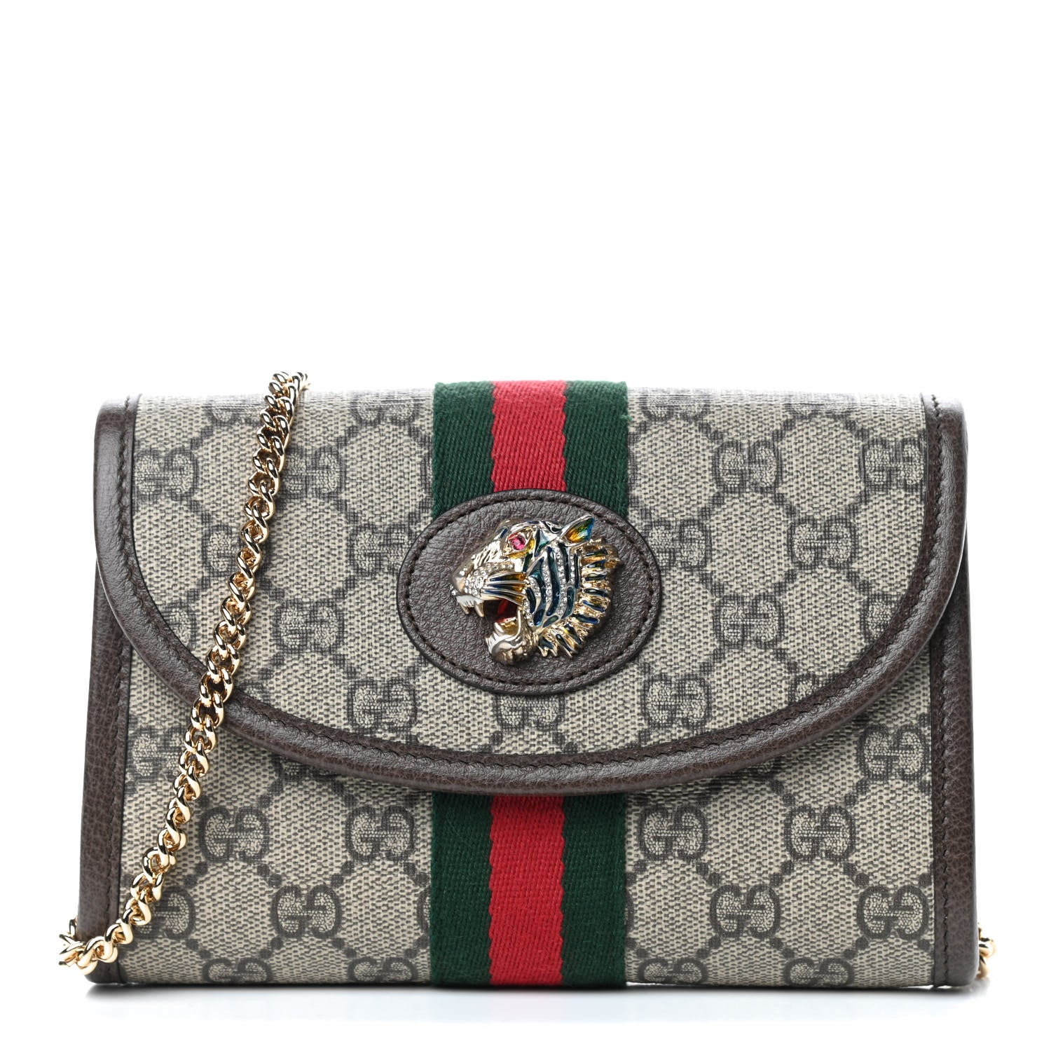 Gucci GG Supreme Monogram Web Mini Rajah Slim Flap Shoulder Bag Beige New Acero 1 of 9