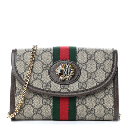Gucci GG Supreme Monogram Web Mini Rajah Slim Flap Shoulder Bag Beige New Acero 1 of 9
