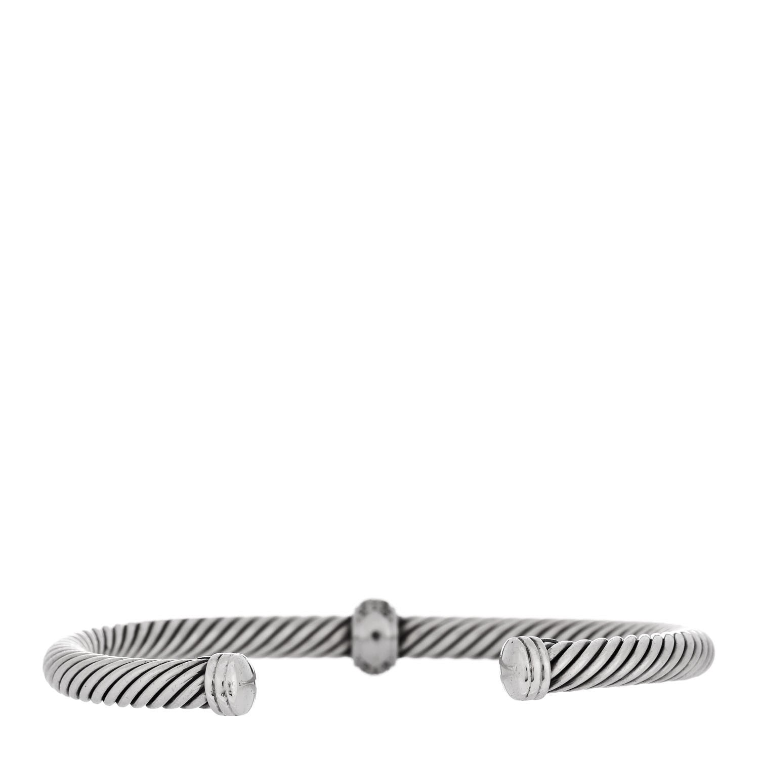 David Yurman Sterling Silver Diamond 5mm Cable Classics Station Bracelet 2 of 3