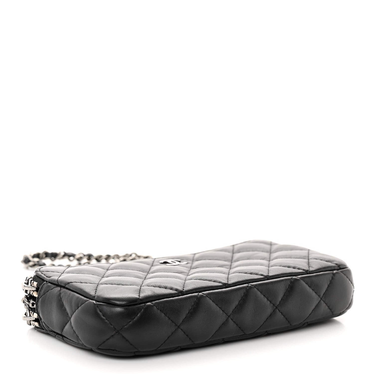 Chanel Lambskin Quilted Small Clutch With Chain Black 4 of 13