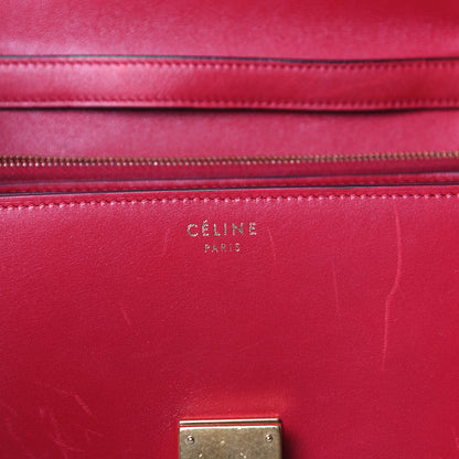 Celine Box Calfskin Medium Classic Box Flap Bag Red 6 of 17