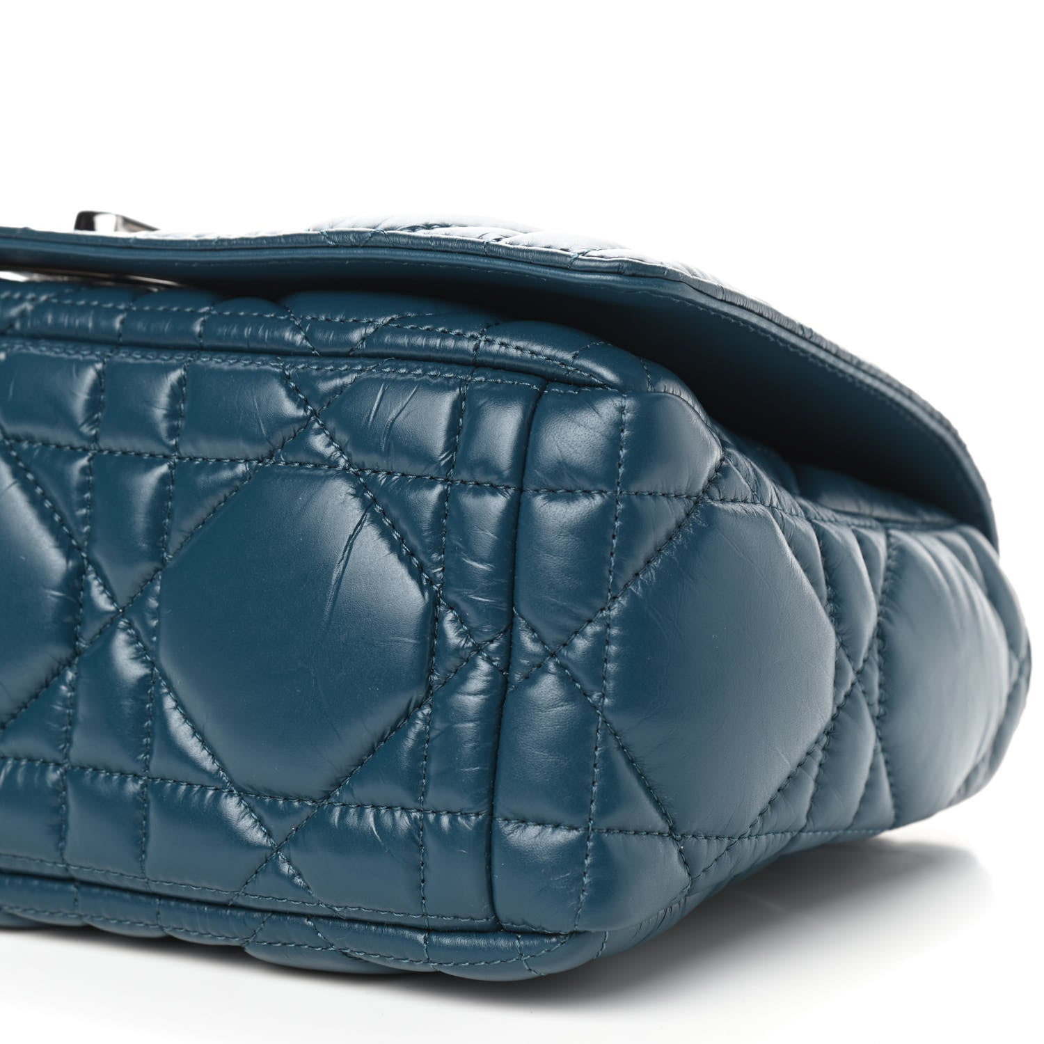 Christian Dior CHRISTIAN Calfskin Macrocannage Medium Caro Bag Steel Blue 7 of 9