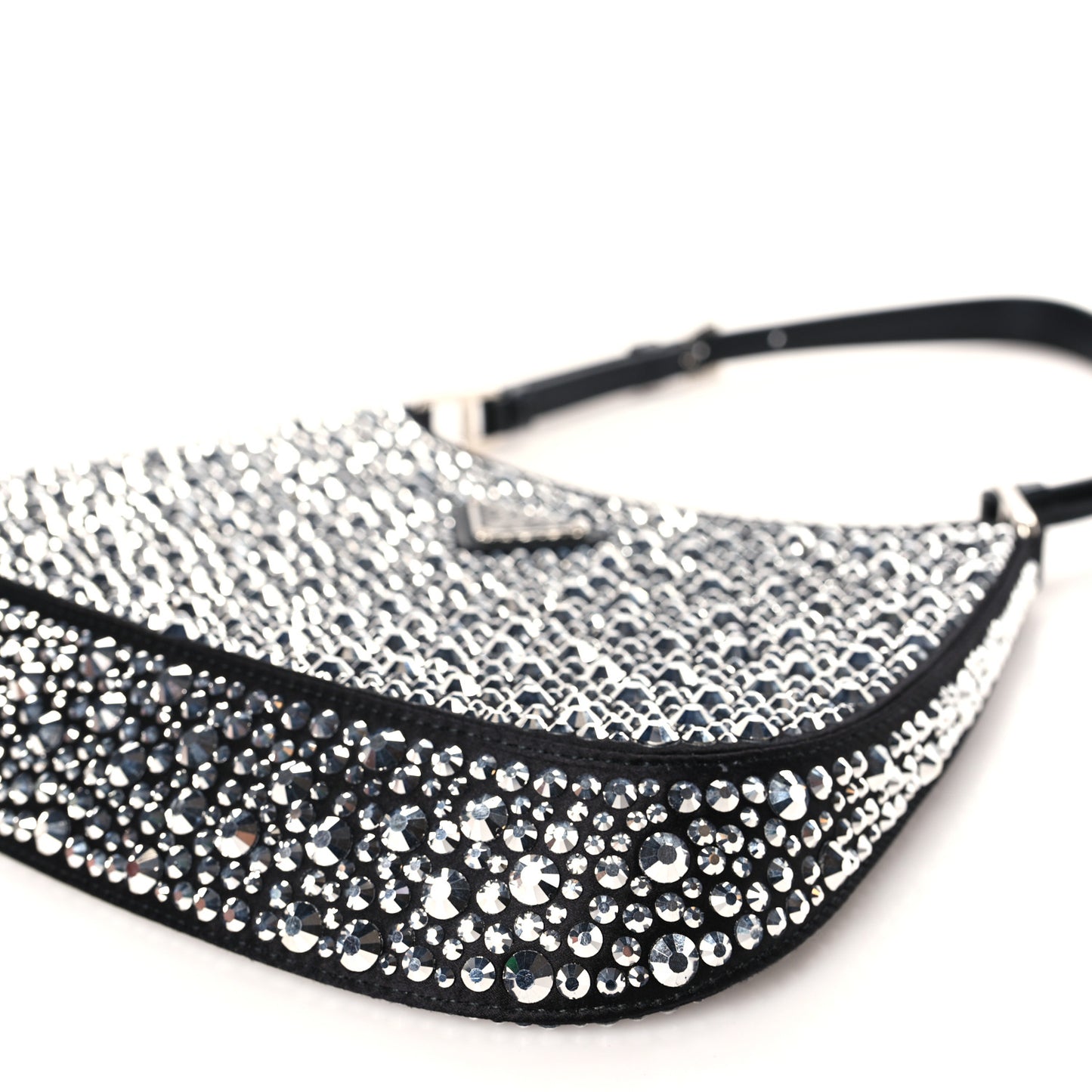 Satin Crystal Cleo Adjustable Strap Shoulder Bag Metal