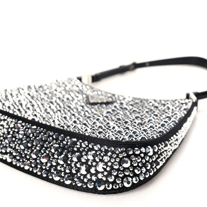 Prada Satin Crystal Cleo Adjustable Strap Shoulder Bag Metal 9 of 9