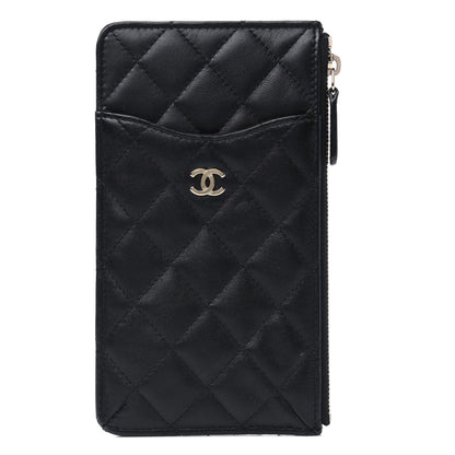 Chanel Lambskin Quilted Classic Flat Wallet Pouch Black 1 of 4