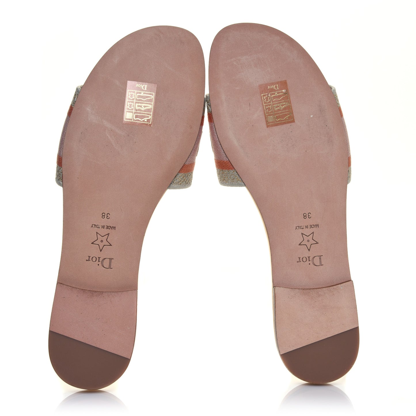Canvas Lurex Embroidered Dway Flat Slide Sandals 38 Platinum