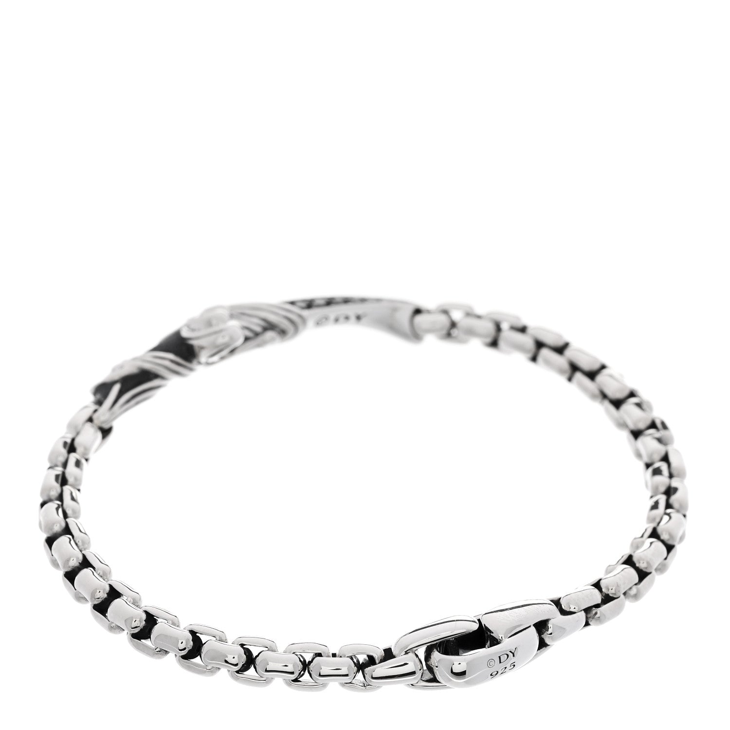David Yurman Sterling Silver Black Diamond Mens Waves Dagger Bracelet 2 of 4