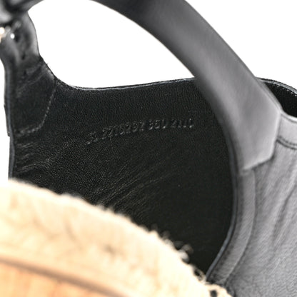 Hermes Goatskin Envie 30 Espadrille Wedge Sandals 36 Black 8 of 9