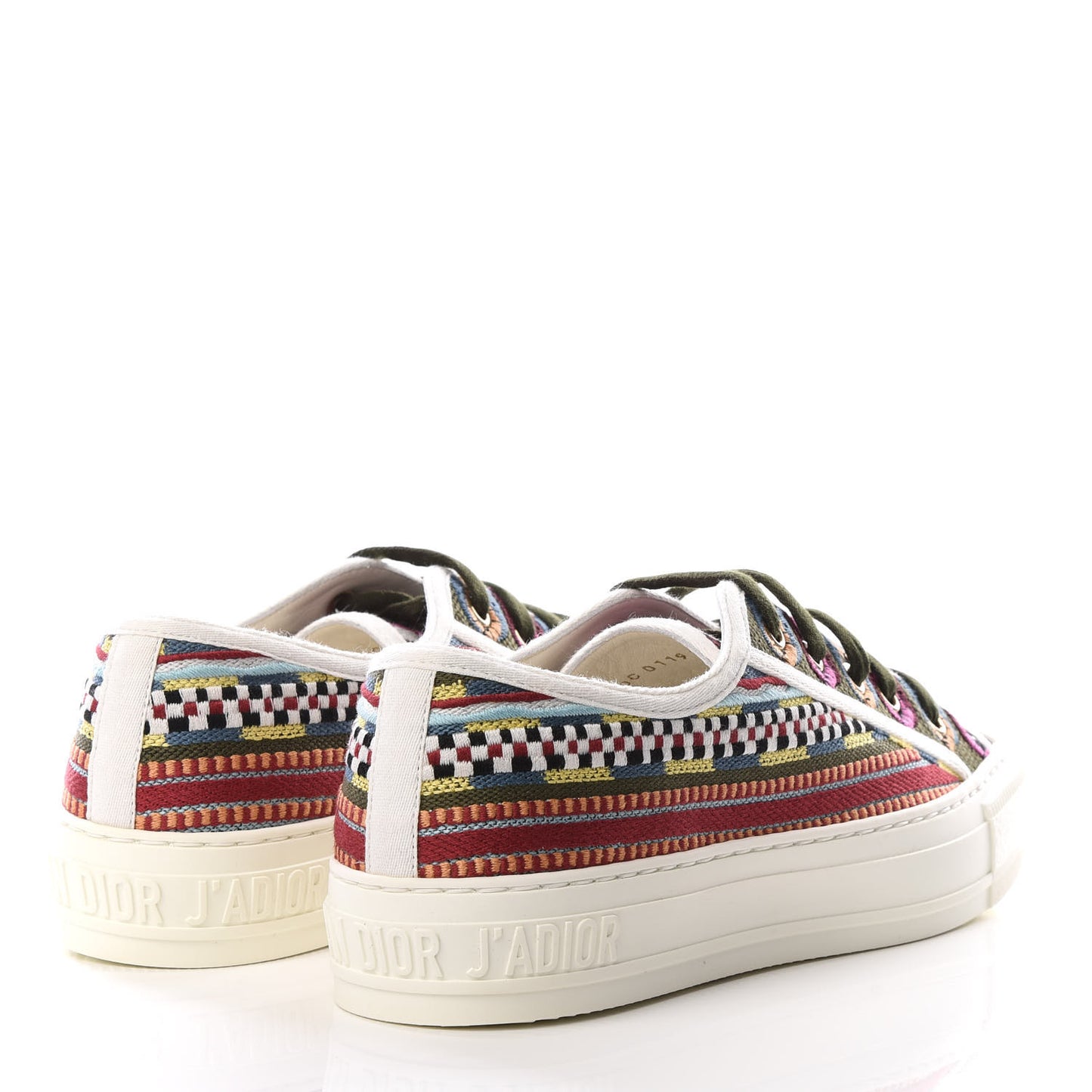 Canvas Ethnic Embroidered Womens Walk'N'Dior Low Top Sneakers 38.5 Fuchsia