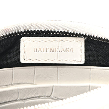 Balenciaga Extra Supple Calfskin Crocodile Embossed Le Cagole Mini Purse With Chain White 6 of 9