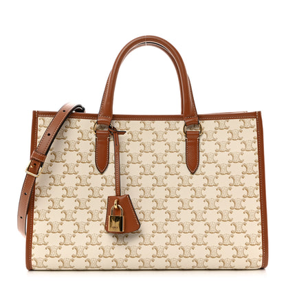 Celine Triomphe Canvas Calfskin Mini Horizontal Cabas White 1 of 9