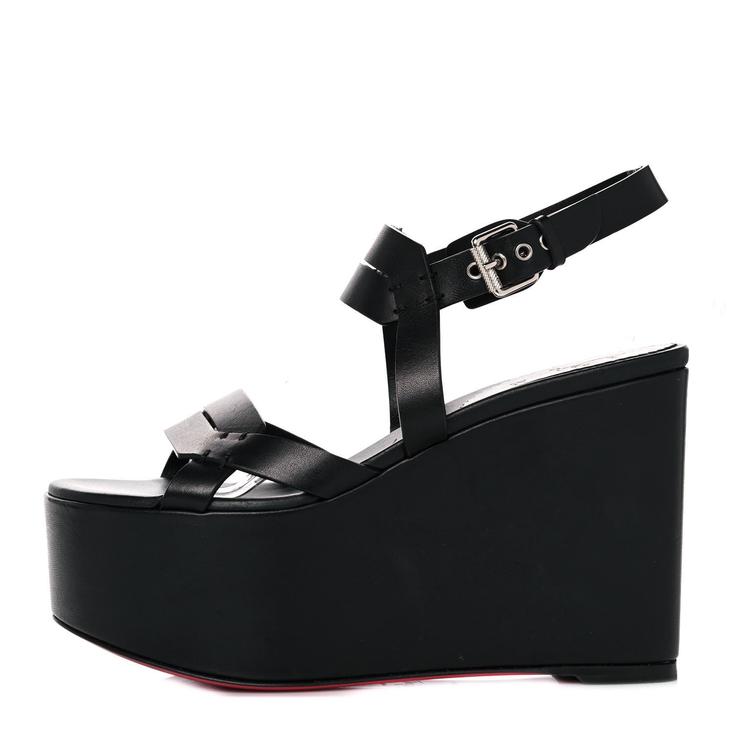 Christian Louboutin Calfskin Cavaleppa Wedge Sandals 36 Black 1 of 7