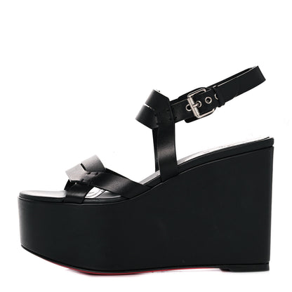 Christian Louboutin Calfskin Cavaleppa Wedge Sandals 36 Black 1 of 7
