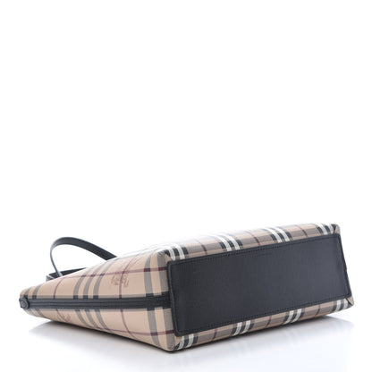 Burberry Grainy Calfskin Haymarket Check Small Reversible Tote Black 6 of 15