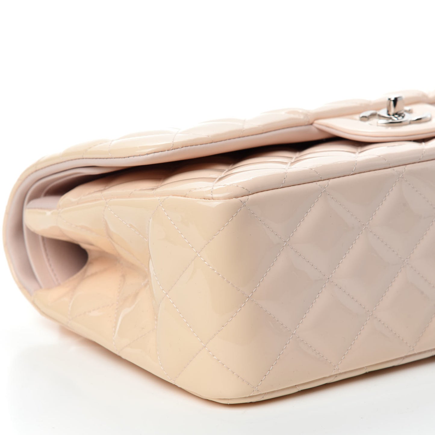 Patent Quilted Jumbo Double Flap Light Pink