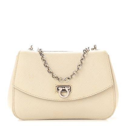 Salvatore Ferragamo Saffiano Gancio Chain Flap White 1 of 15