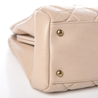 Chanel Aged Calfskin Large Just Mademoiselle Bowling Bag Beige 10 of 12
