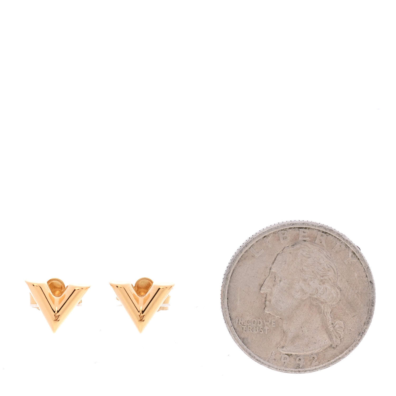 Louis Vuitton Brass Essential V Stud Earrings Gold 2 of 5
