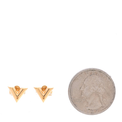 Louis Vuitton Brass Essential V Stud Earrings Gold 2 of 5