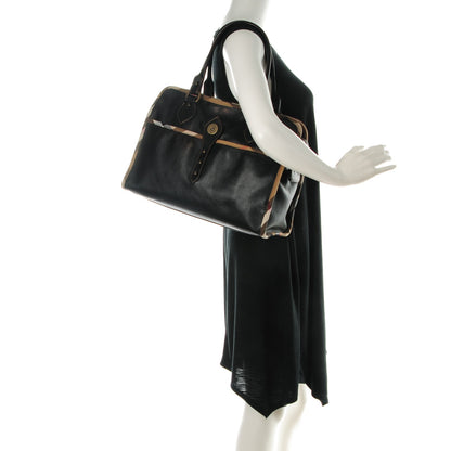 Burberry Soft Leather House Check Tote Black 2 of 8