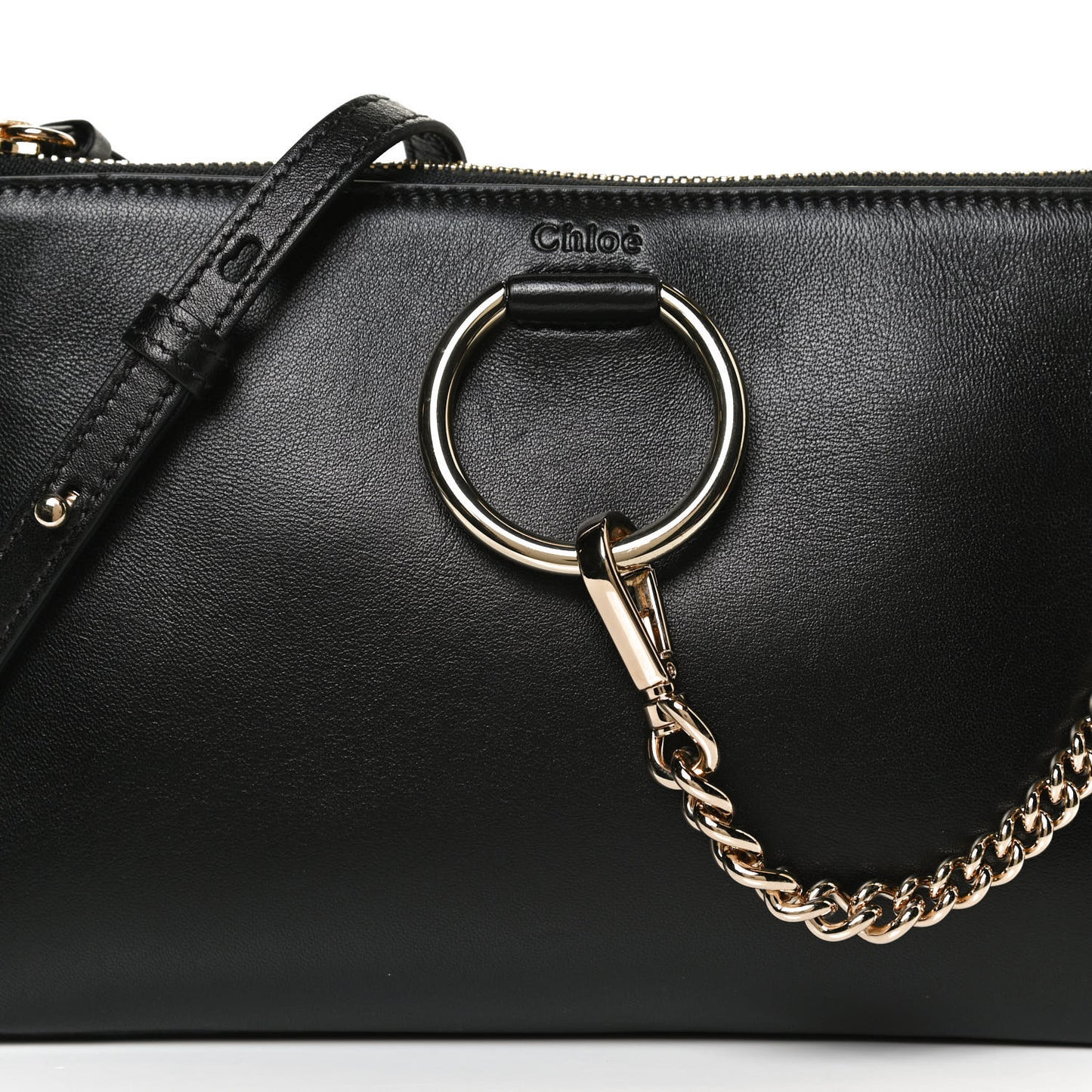 Supple Lambskin Small Faye Soft Zippered Shoulder Bag Black
