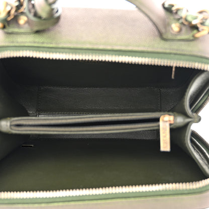 Chanel Iridescent Caviar Quilted Medium CC Filigree Vanity Case Green 5 of 10
